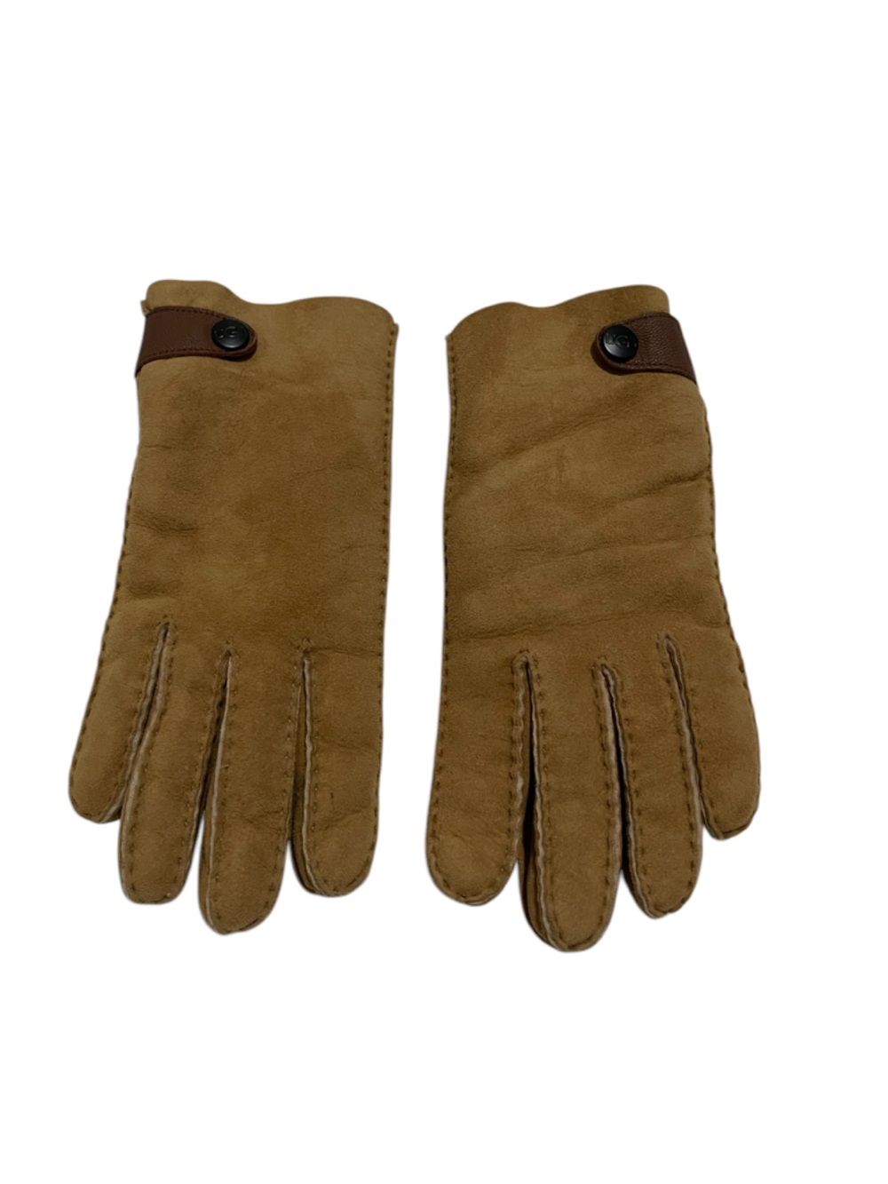 UGG Men's Chestnut Suede Button-Cuff Gloves